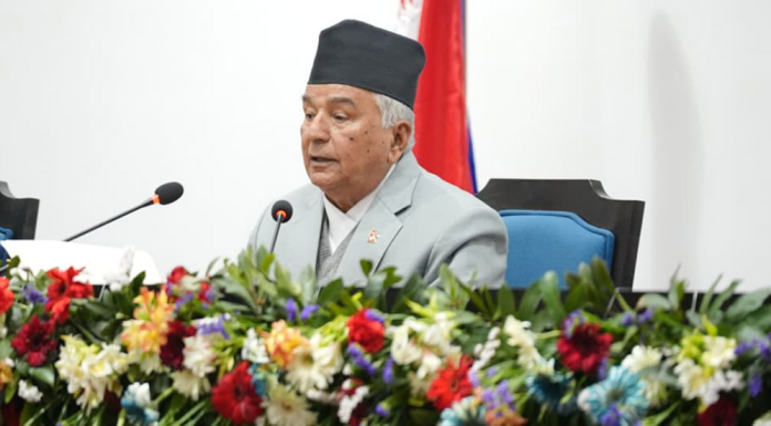 संसद्को संयुक्त बैठकमा राष्ट्रपतिको उपस्थिति र सम्बोधन